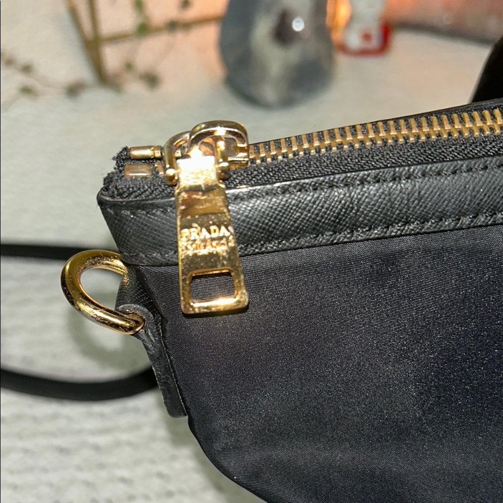 Prada Black Nylon Large Tote Bag with Leather Trim & Strap - Picture 9 of 17